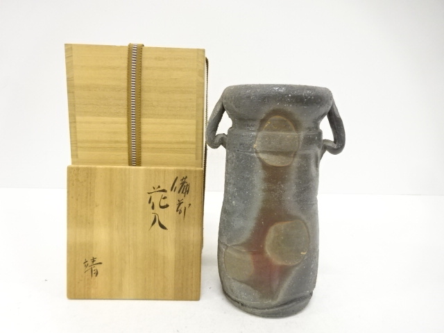 JAPANESE TEA CEREMONY / BIZEN WARE HANAIRE FLOWER VASE / ARTISAN WORK